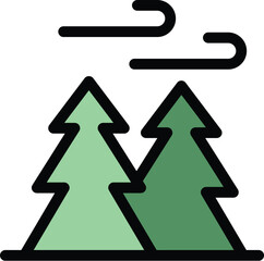 Sticker - Forest wind air icon outline vector. Clean eco. Cool purify color flat