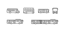 Bus Icon Set. Transport Symbol In Linear Style. Vector Illustration