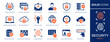 Cyber security icon set. Collection of safety, privacy, data protection, digital lock and more. Vector illustration. Easily changes to any color.