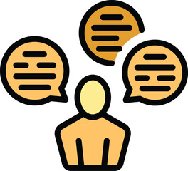 Poster - Write online review icon outline vector. Report client. Customer service color flat