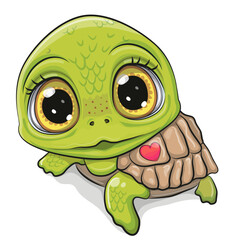 Sticker - Cartoon Turtle isolated on a white background