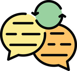 Poster - Update chat icon outline vector. Online report. Review client color flat