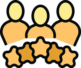 Poster - Group feedback icon outline vector. Online report. Client experience color flat