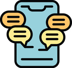 Poster - Chat feedback icon outline vector. Report client. Customer service color flat