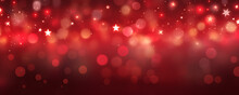 Abstract Red Merry Christmas Lights Bokeh Blurred Background, AI Generate