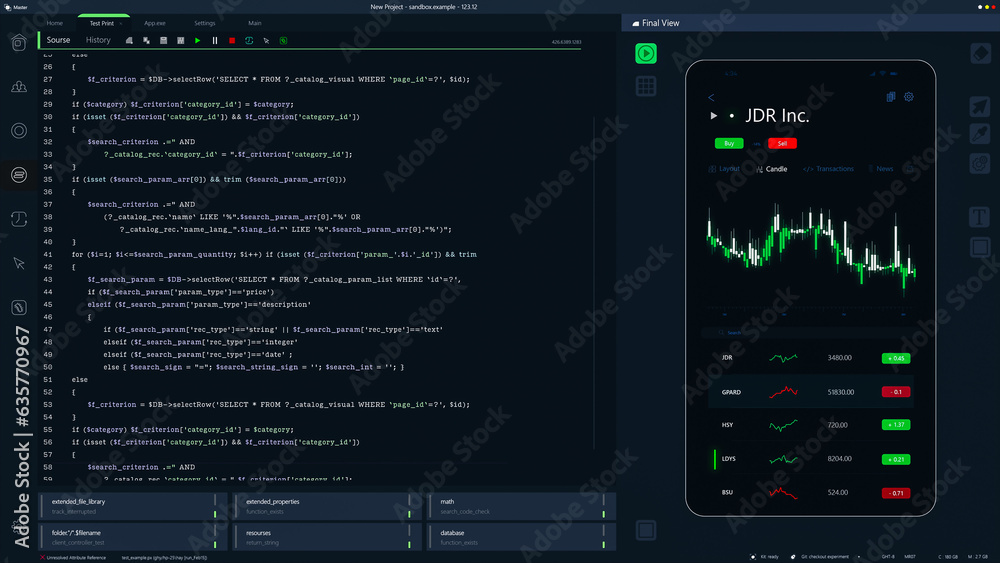 Foto de Stock Dark Programming Interface for Mobile Applications UX, UI ...
