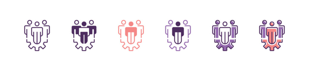 Poster - team organization manage gear icon vector human resource business management symbol illustration 