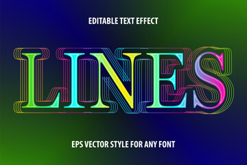 Poster - Editable elegant text effect with colorful lines in style or romantic night