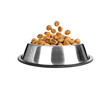 © Rihanna - Dry food for dogs and cats in an iron bowl on a white background