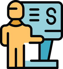 Poster - Staff training icon outline vector. Course seminar. Meeting group color flat