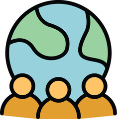 Poster - Global training staff icon outline vector. Office business. Seminar meeting color flat