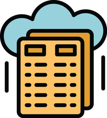 Poster - Cloud data staff icon outline vector. Course seminar. Training office color flat