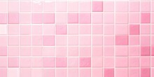 Bathroom Wall Is Covered With Pink Tiles. Abstract Geometric Tile Texture. Modern Mosaic Background