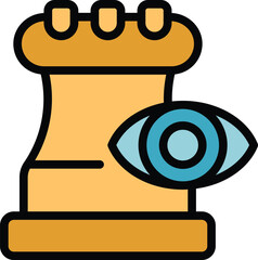 Poster - Tower staff icon outline vector. Training office. Course seminar color flat