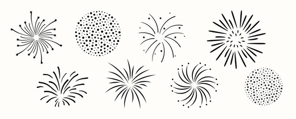 Wall Mural - set of cute starburst doodle element vector. hand drawn doodle style collection of different starbur