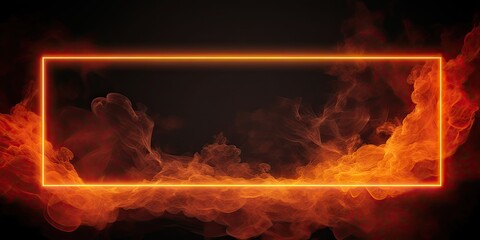Wall Mural - Square freckles glow neon and white smoke. Nighttime enchantment. Abstract landscape of fog