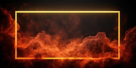 Wall Mural - Square freckles glow neon and white smoke. Nighttime enchantment. Abstract landscape of fog