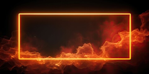 Wall Mural - Square freckles glow neon and white smoke. Nighttime enchantment. Abstract landscape of fog