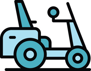 Sticker - Self electric wheelchair icon outline vector. Scooter chair. Mobility power color flat