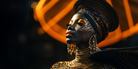 black woman with traditional african headdress