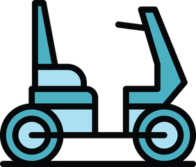 Poster - Handicapped electric wheelchair icon outline vector. Power drive. Scooter chair color flat