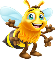 Wall Mural - Honey Bumble Bee Cartoon Bumblebee Cute Mascot