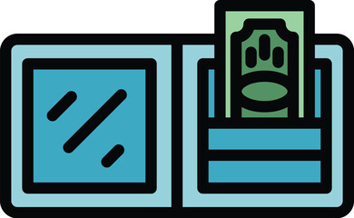 Poster - Transaction icon outline vector. Bank mobile. Digital money color flat