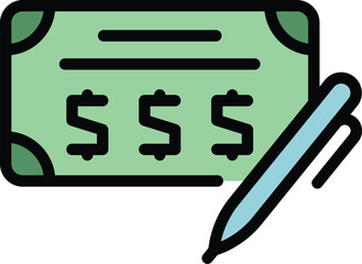 Poster - Bill paper icon outline vector. Mobile payment. Finance balance color flat