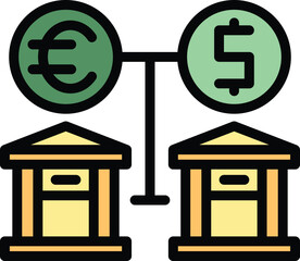 Poster - Bank transfer icon outline vector. Digital card. Balance receive color flat