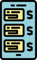 Poster - Smartphone money icon outline vector. Money bank. Payment mobile color flat