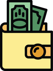 Sticker - Money wallet icon outline vector. Bank transfer. Digital card color flat