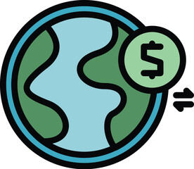 Poster - Global money icon outline vector. Mobile card. Bank transfer color flat