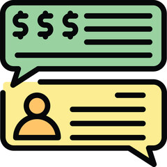 Poster - Money transfer chat icon outline vector. Bank payment. Digital card color flat