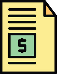 Poster - Payment paper icon outline vector. Bank money. Balance service color flat