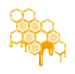 Sticker - honey dripping from honeycomb isolated on white background