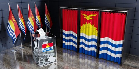 Kiribati - voting booths and ballot box - election concept - 3D illustration