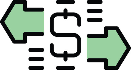 Poster - Convert money icon outline vector. Revenue. Profit finance color flat