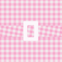 Pink checkered pattern for clothes with a white belt. Pattern for doll dress. Vector graphic texture for dress, cloth fashion fabric print.