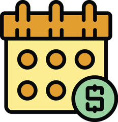 Poster - Calendar revenue icon outline vector. Fund grow. Financial money color flat
