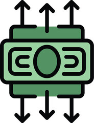 Poster - Loan cash icon outline vector. Fund grow. Company chart color flat