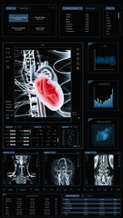 Aufkleber - 3D Render Vertical Screen: Mobile Health Monitoring Medical Software Interface For Doctors. Smartphone Application With X-ray, MRIs of Brain And Spinal Cord. App Tracking Vitals During Heart Surgery