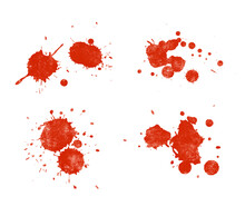 Isolated Red Paint Or Blood Splatter With Distressed Texture On Transparent Background