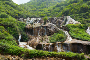 Wall Mural - Jinguashi golden waterfall in New Taipei city of Taiwan