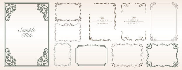 Wall Mural - Vintage decorative frames. Retro ornamental frame, ornaments and ornate border. Isolated icons vector set