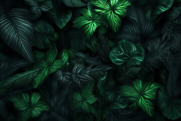 Wall Mural - colourful palm leaf nature tropical forest green background fresh tree jungle. Generative AI.