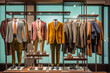 Vitrine de magasin pour homme - Boutique de mode masculine dans une galerie marchande - Générative IA