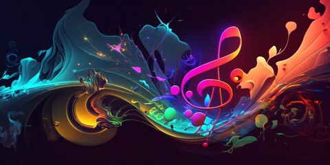modern and abstract multicolor music background with fluid structure and clef