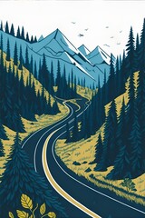 Wall Mural - Road in the highland forest