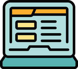 Poster - Computer online registration icon outline vector. Form account. Web register color flat