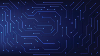 Hi tech digital circuit board. AI pad and electrical lines connected on blue lighting background. futuristic technology design element concept
